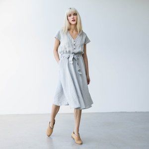 NotPerfectLinen Sydney Dress Ice Blue Large